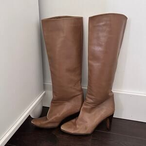 Vintage Hana Mackler Italian Leather Boots Heeled Womens‎ 7.5 Tan Camel Western